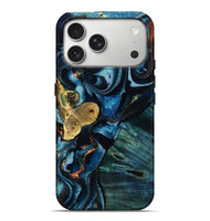 iPhone 17 Pro Max Wood Live Edge Phone Case - Jaxton (Teal & Gold, 805359)