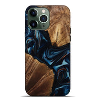 iPhone 13 Pro Max Wood Live Edge Phone Case - Willis (Teal & Gold, 805361)
