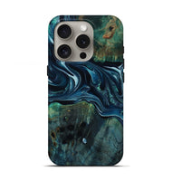iPhone 16 Pro Wood Live Edge Phone Case - Aubrey (Blue, 805388)