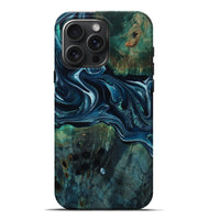 iPhone 16 Pro Max Wood Live Edge Phone Case - Aubrey (Blue, 805388)