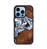 iPhone 14 Pro Wood Phone Case - Jamison (Black & White, 805412)
