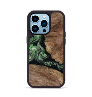 iPhone 14 Pro Wood Phone Case - Damon (Green, 805490)