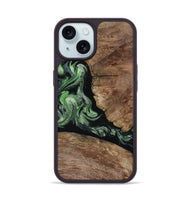 iPhone 15 Wood Phone Case - Damon (Green, 805490)