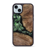 iPhone 15 Plus Wood Phone Case - Damon (Green, 805490)