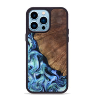 iPhone 14 Pro Max Wood Phone Case - Leatha (Blue, 805519)