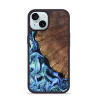 iPhone 15 Wood Phone Case - Leatha (Blue, 805519)