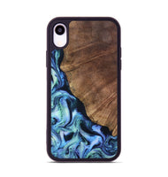 iPhone Xr Wood Phone Case - Leatha (Blue, 805519)