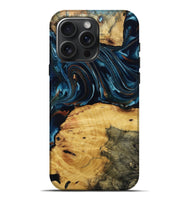iPhone 16 Pro Max Wood Live Edge Phone Case - Mammie (Teal & Gold, 806055)