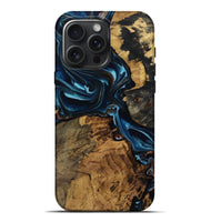 iPhone 16 Pro Max Wood Live Edge Phone Case - Greta (Teal & Gold, 806058)