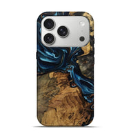 iPhone 17 Pro Wood Live Edge Phone Case - Greta (Teal & Gold, 806058)