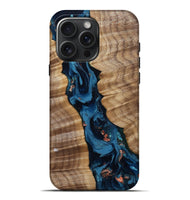 iPhone 16 Pro Max Wood Live Edge Phone Case - Lotta (Teal & Gold, 806070)