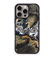 iPhone 16 Pro Max Wood Phone Case - Rosalia (Teal & Gold, 806414)