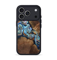 iPhone 17 Pro Wood Phone Case - Anabel (Teal & Gold, 806416)