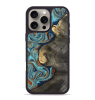 iPhone 16 Pro Max Wood Phone Case - Kari (Teal & Gold, 806417)
