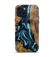 iPhone 15 Wood Live Edge Phone Case - Nori (Blue, 807313)