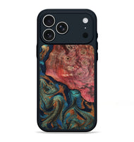 iPhone 17 Pro Max Wood Phone Case - Amyra (Teal & Gold, 807323)