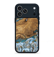 iPhone 17 Pro Max Wood Phone Case - Lilyana (Teal & Gold, 807325)