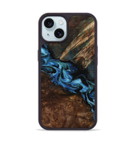 iPhone 15 Wood Phone Case - Porsha (Blue, 807442)