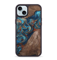 iPhone 15 Plus Wood Phone Case - Adalyn (Teal & Gold, 807502)