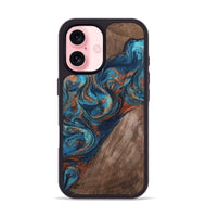iPhone 16 Wood Phone Case - Adalyn (Teal & Gold, 807502)