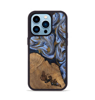 iPhone 14 Pro Wood Phone Case - Delphia (Teal & Gold, 807504)