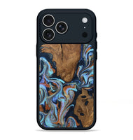 iPhone 17 Pro Max Wood Phone Case - Damaris (Teal & Gold, 807506)