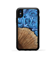 iPhone Xs Wood Phone Case - Michell (Blue, 807529)