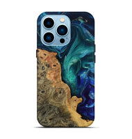 iPhone 14 Pro Wood Live Edge Phone Case - Jessi (Blue, 807686)