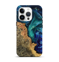 iPhone 15 Pro Wood Live Edge Phone Case - Jessi (Blue, 807686)