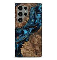 Galaxy S24 Ultra Wood Live Edge Phone Case - Oswaldo (Teal & Gold, 807707)