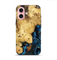 iPhone 16 Wood Live Edge Phone Case - Carlie (Teal & Gold, 807709)