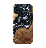 iPhone 15 Wood Live Edge Phone Case - Roland (Black & White, 807714)