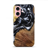 iPhone 16 Wood Live Edge Phone Case - Roland (Black & White, 807714)