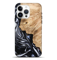 iPhone 15 Pro Max Wood Live Edge Phone Case - Nayely (Black & White, 807720)