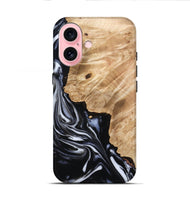 iPhone 16 Wood Live Edge Phone Case - Nayely (Black & White, 807720)