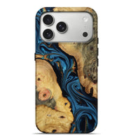 iPhone 17 Pro Max Wood Live Edge Phone Case - Loretta (Teal & Gold, 807721)