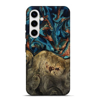Galaxy S25 Plus Wood Live Edge Phone Case - Alpha (Teal & Gold, 807745)