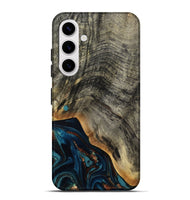 Galaxy S25 Plus Wood Live Edge Phone Case - Araceli (Teal & Gold, 807755)