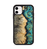 iPhone 11 Wood Phone Case - Nyah (Teal & Gold, 807969)