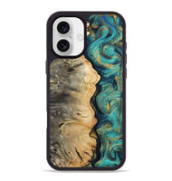 iPhone 16 Plus Wood Phone Case - Nyah (Teal & Gold, 807969)