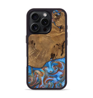 iPhone 16 Pro Wood Phone Case - Turner (Teal & Gold, 807971)