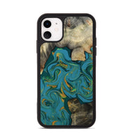 iPhone 11 Wood Phone Case - Jamila (Teal & Gold, 808356)