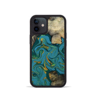 iPhone 12 mini Wood Phone Case - Jamila (Teal & Gold, 808356)