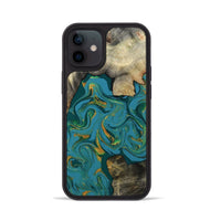 iPhone 12 Wood Phone Case - Jamila (Teal & Gold, 808356)