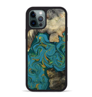 iPhone 12 Pro Max Wood Phone Case - Jamila (Teal & Gold, 808356)
