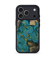 iPhone 17 Pro Wood Phone Case - Jamila (Teal & Gold, 808356)