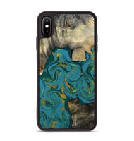 iPhone Xs Max Wood Phone Case - Jamila (Teal & Gold, 808356)
