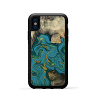 iPhone Xs Wood Phone Case - Jamila (Teal & Gold, 808356)
