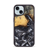 iPhone 15 Wood Phone Case - Kelsie (Black & White, 808405)