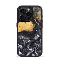iPhone 15 Pro Wood Phone Case - Kelsie (Black & White, 808405)